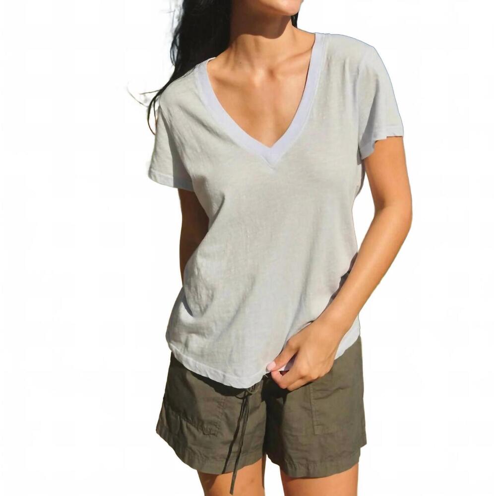 NEW SUNDRY deep v-neck top in optic white